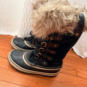 Sorel Black and Tan Kids Snow Boots
